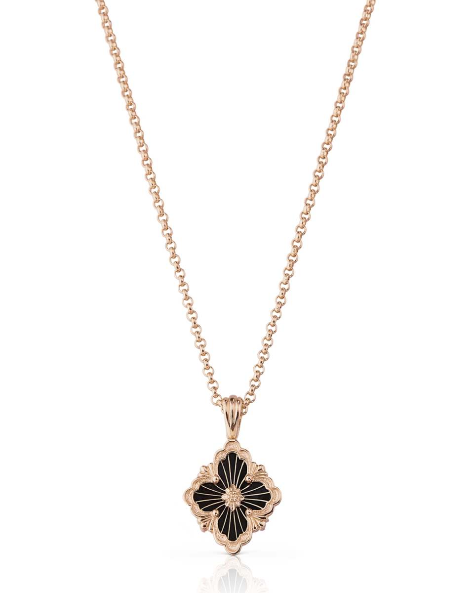 18k Pink Gold Onyx Pendant Necklace